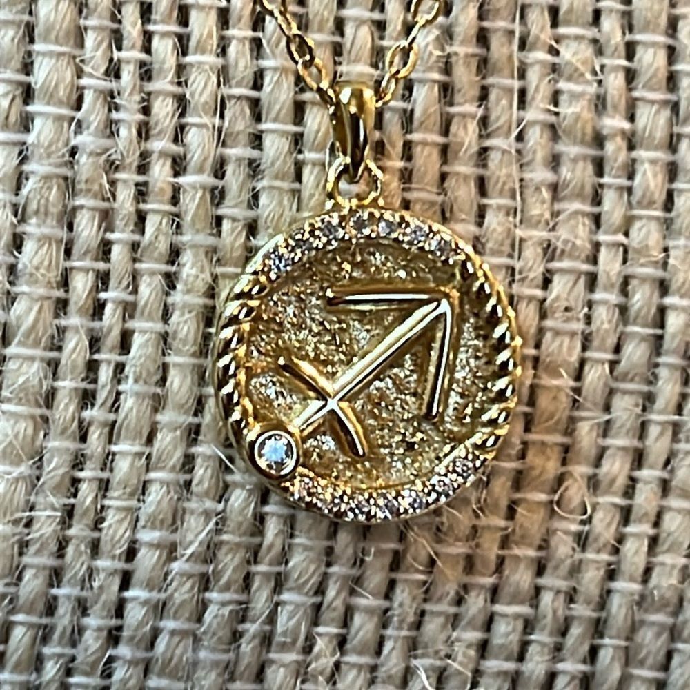 Sagittarius Zodiac Necklace 17” 14K YG / Sterling Silver All About Gift Box